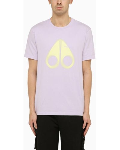 Moose Knuckles Orchid Coloured Cotton T Shirt With Logo Print - Purple