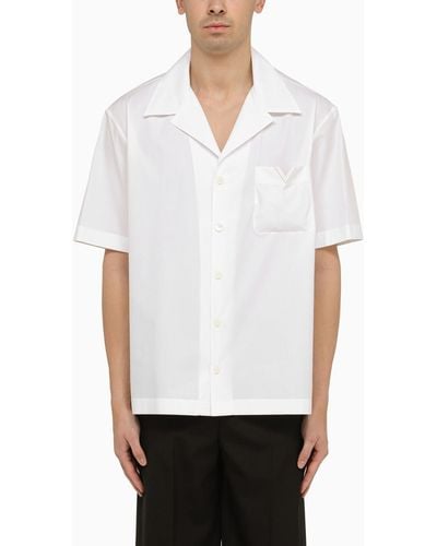 Valentino Cotton Shirt With Vlogo - White