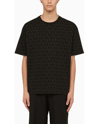 Valentino Crew-neck T-shirt With Toile Iconographe Motif - Black