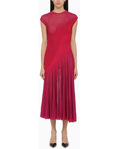 Alaïa Pink Twisted Silk Blend Long Dress - Red