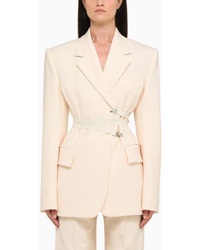 Sportmax Ivory Wool Fitted Jacket - Natural