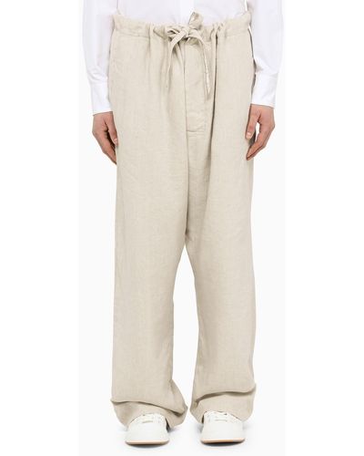 Maison Margiela Straight Linen Pants - Natural