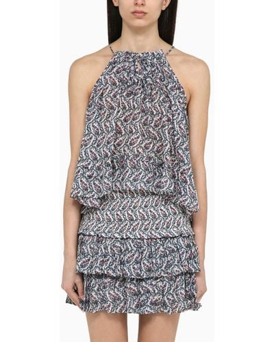 Isabel Marant Top Écru With Multicoloured Cotton Print - Grey
