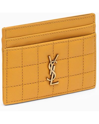 Saint Laurent Honey Leather Quilted Card Case - Metallic