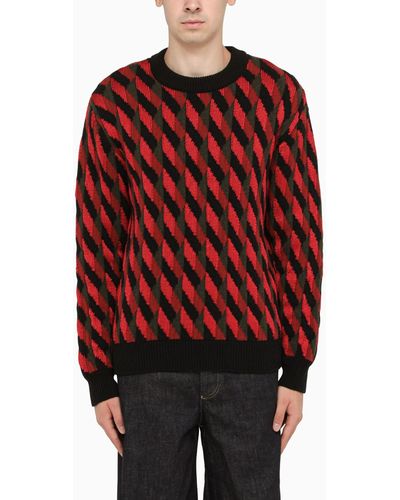 Ferragamo Black/ Striped Sweater - Green