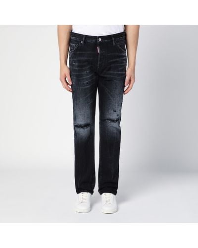 DSquared² Washed Denim Jeans With Wear - Blue