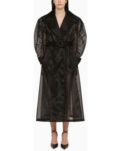 Dolce & Gabbana Semi-transparent Silk Blend Coat - Black