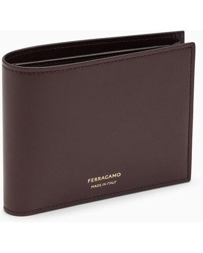 Ferragamo Dark Barolo Billfold Wallet With Coin Purse - Purple