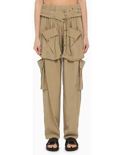 Isabel Marant Khaki Multi Pocket Trousers - Natural