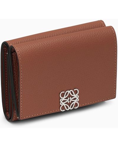 Loewe Anagram Brown Grained Leather Trifold Wallet