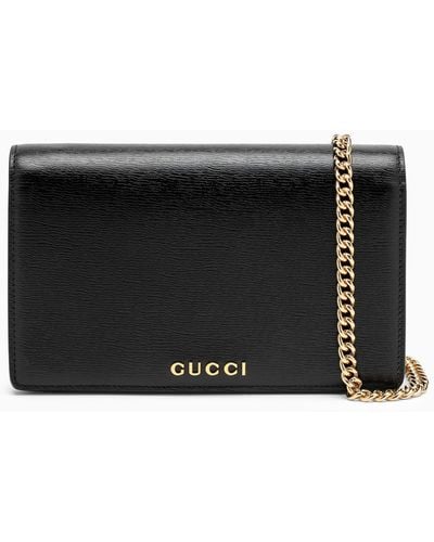 Gucci Leather Chain Wallet - Black