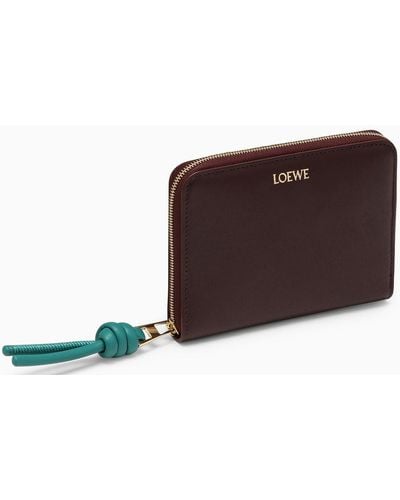 Loewe Knot Compact Zipped Wallet In Leather - Brown