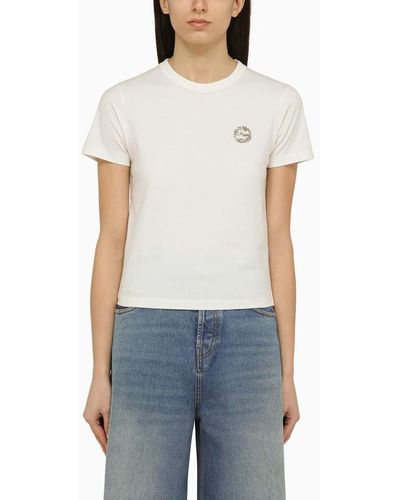 Gucci T-shirt girocollo bianca con logo - Blu