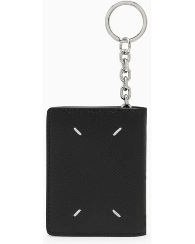 Maison Margiela Leather Card Case With Key Ring - Black