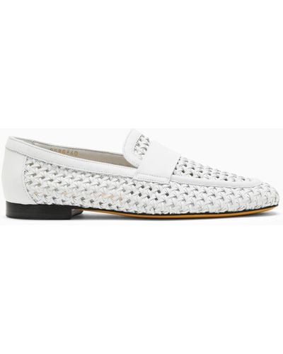 Doucal's Woven Leather Moccasin - White