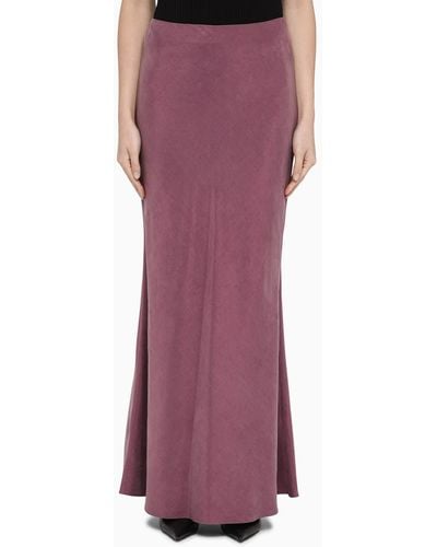 Max Mara Studio Mauve Long Skirt In Linen Blend - Purple