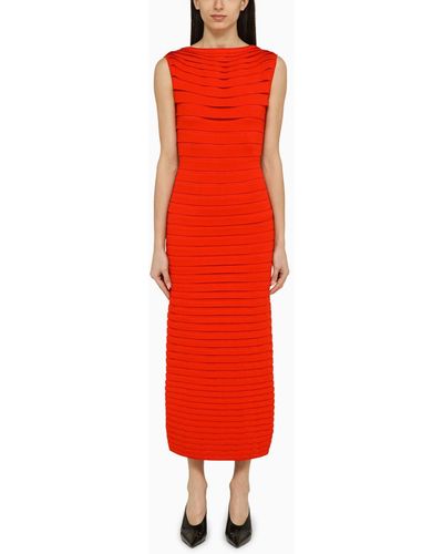 Alaïa Stripe-knit Maxi Dress - Red