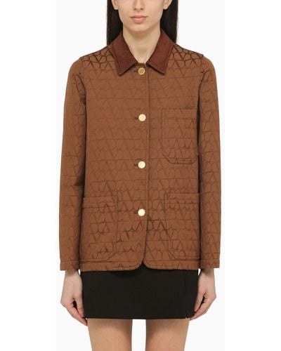 Valentino Cotton Blend Toile Iconographe Jacket - Brown