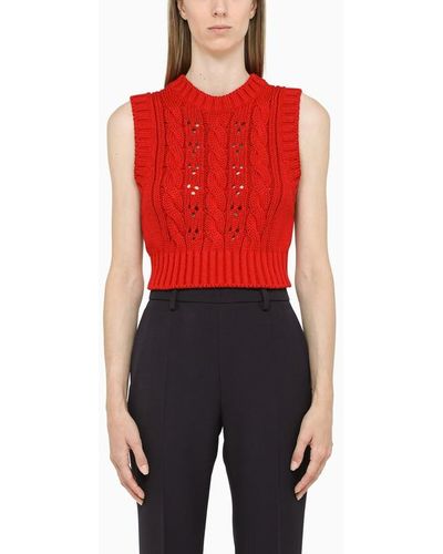 Prada Knitted Crop Top - Red