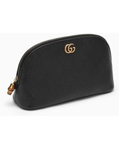 Gucci Beauty case in pelle con logo - Nero