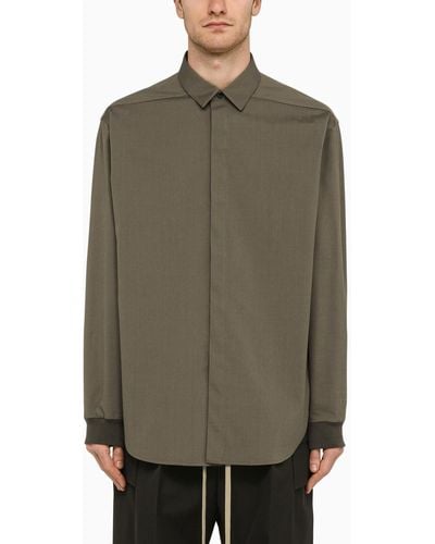 Fear Of God Cotton And Wool Oxford Shirt Olive - Green