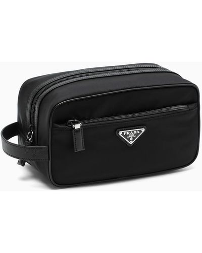Prada Re-nylon And Leather Pouch - Black
