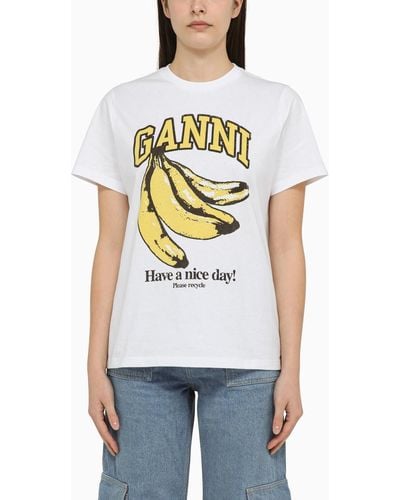 Ganni T-Shirt With Logo Print - White