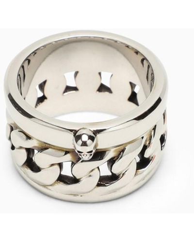 Alexander McQueen Logo Detail Silver-tone Ring - Metallic