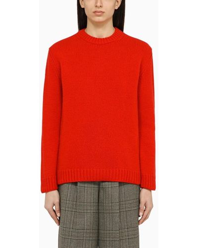 Gucci Maglia rossa in lana con logo - Rosso