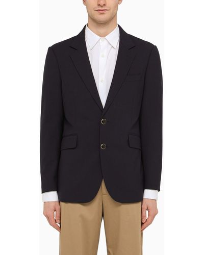 PT Torino Navy Single-breasted Jacket In Wool Blend - Blue