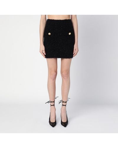 Balmain Tweed Miniskirt With Buttons - Black