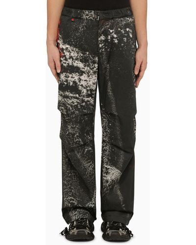 44 Label Group baggy/loose Pants With Ash Print - Black
