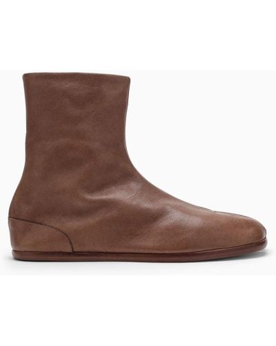 Maison Margiela Tabi Beige Leather Boot - Brown