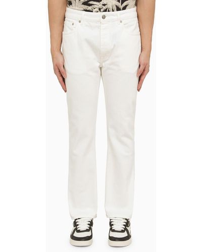 Palm Angels Jeans With Monogram Embroidery - White