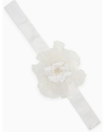 Dolce & Gabbana Choker con fiore in misto seta - Bianco