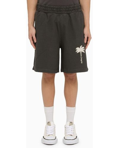 Palm Angels Bermuda Shorts With Print - Black