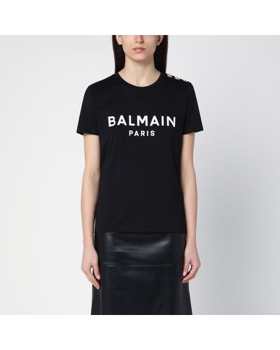 Balmain Crew-neck T-shirt With Logo - Black