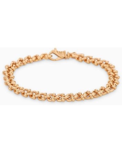 Emanuele Bicocchi Essential Knots Bracelet In 925 Gold Plated Silver - Brown