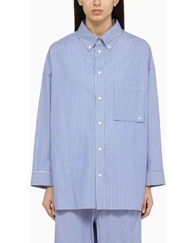 DARKPARK Camicia button-down a righe azzurra/bianca in cotone - Blu