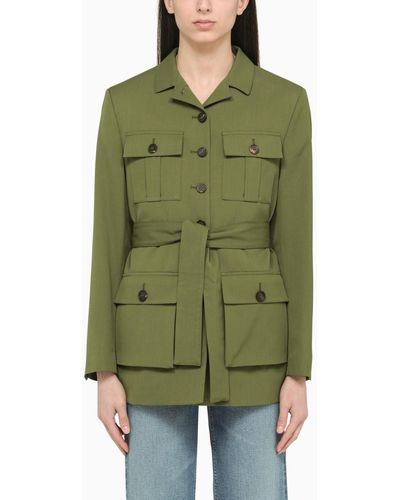 Golden Goose Deluxe Brand Pesto Single Breasted Jacket With Belt - Green