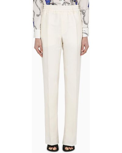 Burberry Viscose Blend Trousers - White