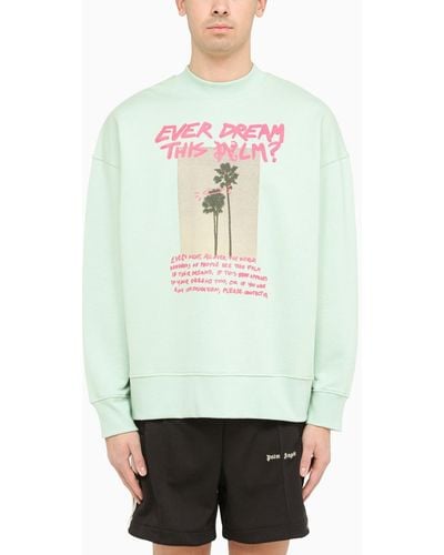Palm Angels Mint Crewneck Sweatshirt With Print - Green