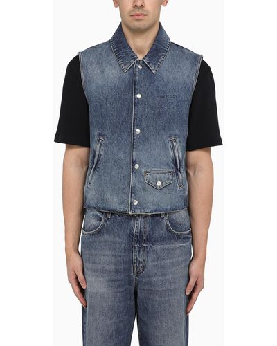 Givenchy Washed-out Denim Waistcoat - Blue
