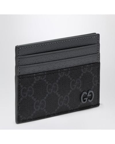 Gucci gg Supreme /grey Fabric Card Holder - Black