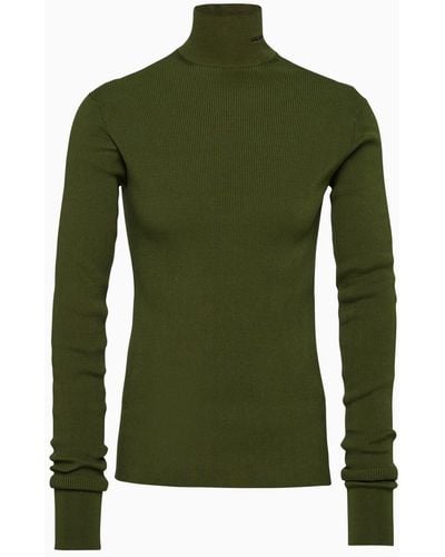 Prada Military Cotton Turtleneck Pullover - Green