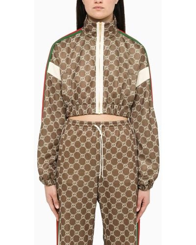 Gucci gg Jacquard Cropped Sweatshirt With Web - Green