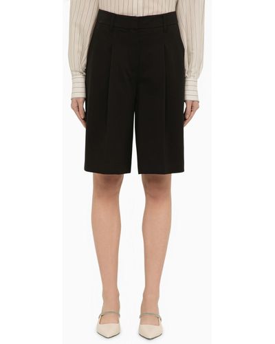 Brunello Cucinelli Cotton-Blend Bermuda Shorts - Black
