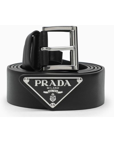 Prada Logo Leather Belt - Black
