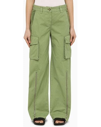 Stella McCartney Stella Mc Cartney Pistachio Coloured Cotton Cargo Trousers - Green