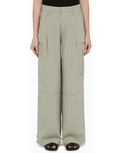 Ami Paris Acetate And Viscose Wide Trousers - Green